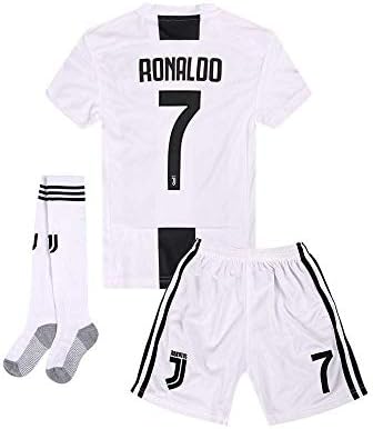 AYCJK33 Juventus Ronaldo #7 Kids/Youth Home Soccer Jersey & Shorts & Socks 2018-2019 Black/White