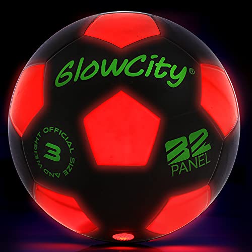 GlowCity Glow in The Dark Soccer Ball Light Up, Indoor or Outdoor