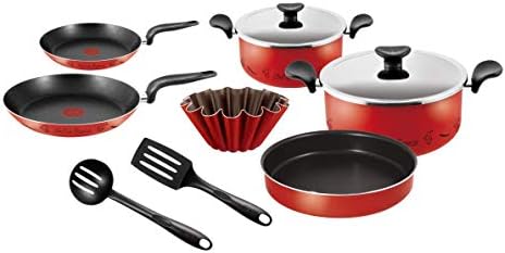 Buy TEFAL Just Chef De France 10 Pcs Cooking Set, Red, Aluminium , A2249162 in Saudi Arabia