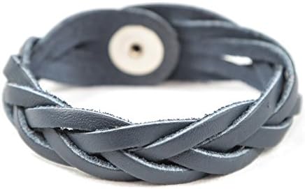 Genuine Leather Essential Oil Diffuser Bracelet (Small/Kids, Navy)