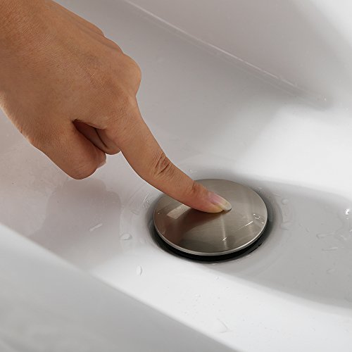 PARLOS Push and Seal Pop Up Drain Stopper with Overflow for Bathroom Sink Faucet Vessel Vanity, Brushed Nickel, 20714
