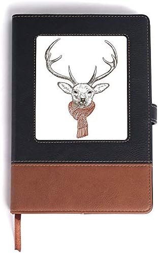 Personal Jounral,Antlers DecorIllustration of a Deer wearing Scarf Knitted neck Wintertime Cold December Seasonal DecorativeChristmas Gift - A5/6.04x8.58 in