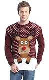 Daisysboutique Men's Holiday Reindeer Snowman Santa Snowflakes Sweater (Large, Reindeer)
