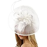 Big Kentucky Derby Feather Floral Organza Headband Fascinator Cocktail Hat White