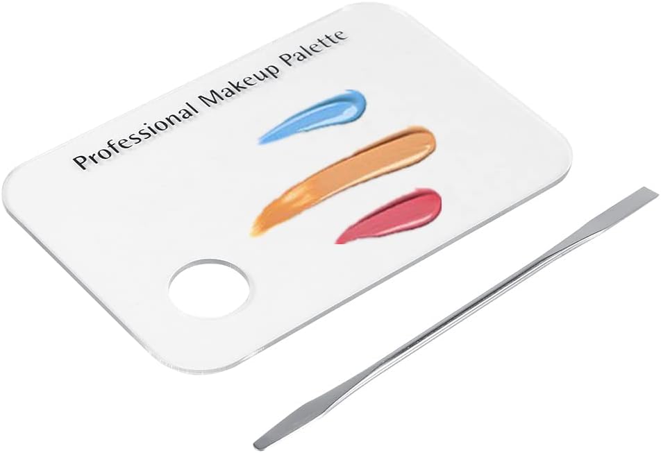 Makeup Mixing Palette Set, Professional Cosmetic Makeup Palette with Stainless Steel Spatula, Clear Acrylic Mixing Makeup Tools for Mixing Foundation Nail Art Makeup Tools,Makeup Artist Tools