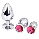 VBN Set of 3 Bu~tt P~lu~g T-bar Base - Metal Alloy Toys for Role Play Games - Jeweled Stimulator for Men and Women - 3 pcs Beginners Silicon Anales Set - Best Idea for Gift - Purple Gem