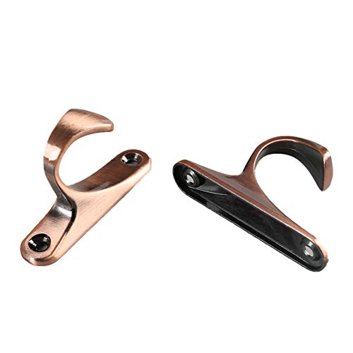 Chictie 2 Pack Simple Small Metal Drapery Tassel Holder Hanger Curtain Holdbacks Wall Hooks Modern Style (Copper)