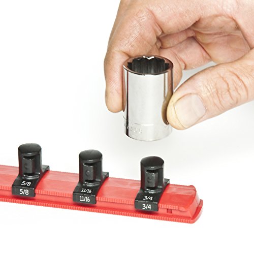 Ernst Manufacturing 13-Inch Socket Organizer with 15 1/4-Inch Twist Lock Clips, Red