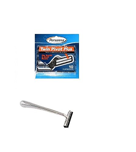 Trac II Chrome Handle + Personna Twin Pivot Plus Razor Cartr