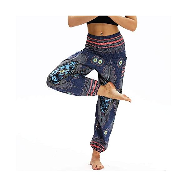 Nuofengkudu Mujer Pantalones Harem Tailandes Hippies Vintage Boho Flores Verano Alta Cintura Elastica Casual Danza Yoga… | DeHippies.com