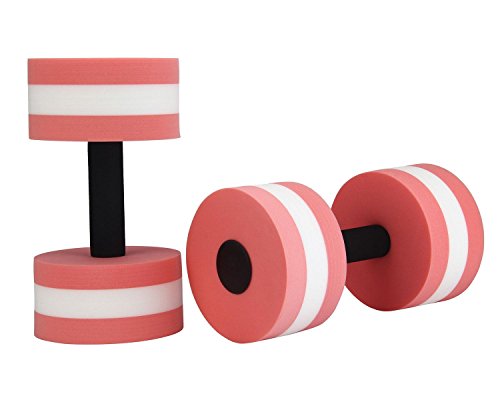 niceEshop(TM) Foam Dumbbells Water Aerobic Exercise Hand Bars Pool Resistance Exercises Equipment,Set of 2,Pink