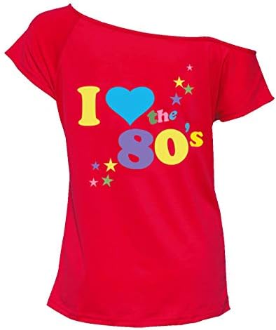 Womens I Love 80s Fancy Dress Top Ladies Retro Parties Pop Star Tee T Shirt Top 1980s Party Top Hen Night Stag Do