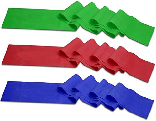 Flat Resistance Exercise Stretch Band Set - Long Bands (Light, Medium &amp; Heavy) Ideal for Strength Training, Pilates, &amp; Physical Therapy