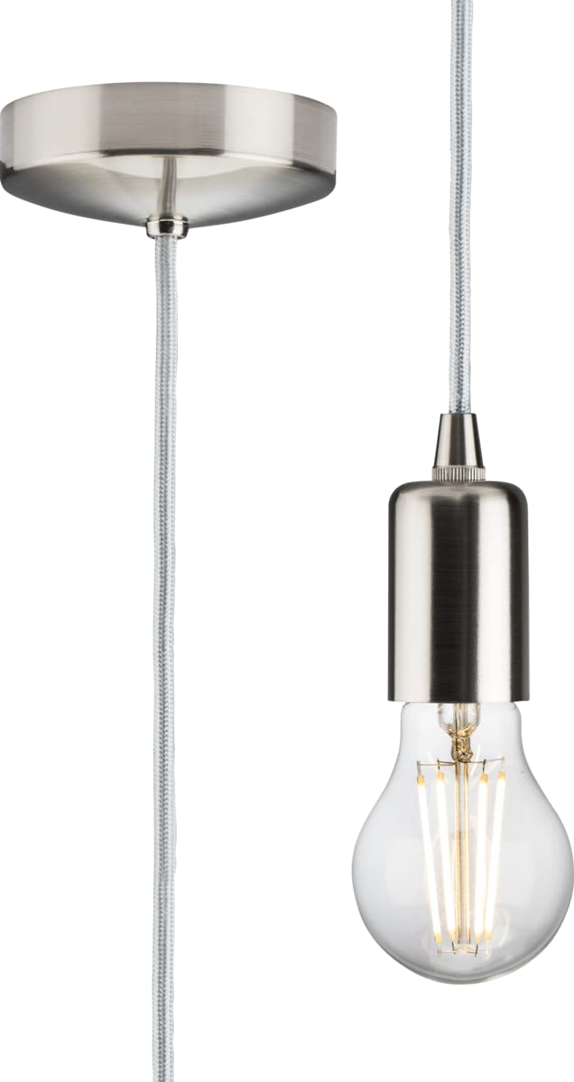 Knightsbridge 1.8m E27 Contemporary Pendant Set - Brushed Chrome 8270L