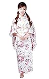 CNS Kimono Robe [ White Cherry Blossoms Design ] Japanese Traditional Costume