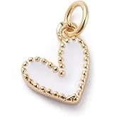 DanLingJewelry 10Pcs White Enamel Heart Charms Mini Love Heart Enamel Charm Pendants with Brass Findings for Valentine Jewelry Making Bracelets
