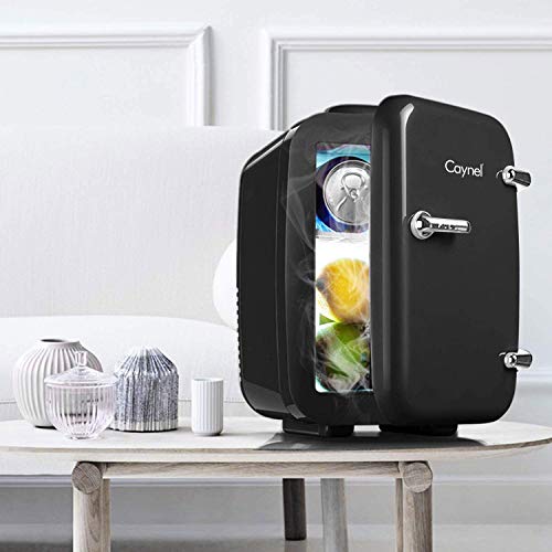 CAYNEL Mini Fridge Cooler and Warmer, (4Liter / 6Can) Portable Compact