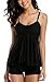 Sociala Women's Mesh Padded Tankini Swimsuits with Shorts Two Piece Bathing Suit