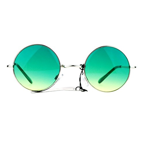 SA106 Summer Color Gradient Lens Circle Lens Round Hippie Sunglasses Green