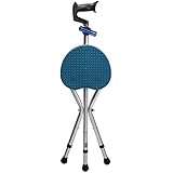 BSROZKI Walking Cane with Folding Seat 440 lbs Capacity Adjustable Canes with Seats for Heavy Weight Thick Aluminum Alloy Cane Stool Seat Chairs Heavy Duty (Brown with LED Light)