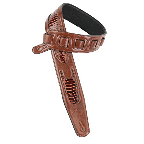 Walker & Williams GC-19 Mahogany Brown Padded Guitar Strap with Armadillo Inserts