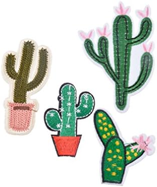 4PCs Kawaii Cactus Patches For Clothing Iron Embroidered