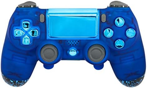Customize Your Own Ice Clear Blue/Chrome PS4 Elite Controller Rubberized Soft Touch Blue Chrome Custom, Custom Paddles, Trigger Stops, Master Mod. for FPS Games, COD WW2, Fortnite, Destiny, Black Ops