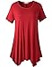 LARACE Womens Swing Tunic Tops Loose Fit Comfy Flattering T Shirt (L, Wine Red)