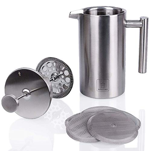 Barista's Choice French Press (max. 1 Liter) - hochwertiger Kaffeebereiter aus Edelstahl im edlen Design…