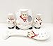 ACK Plump Bistro White Chef Hand Painted Ceramic Collection 4PCs Table/Stove Top Set, Pepper/Salt Shakers, Napkin Holder and Spoon Rest, Kitchen Décor