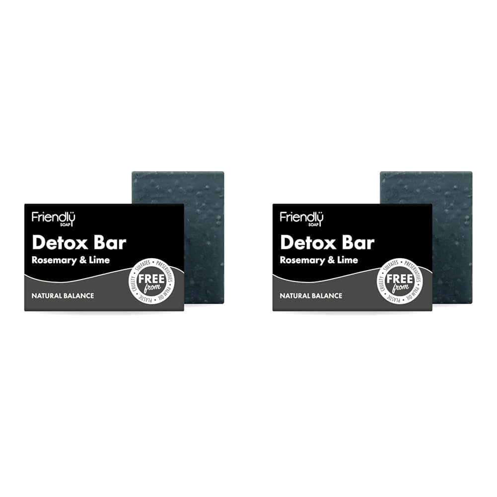 Handmade Natural Detox Bar - Charcoal - Absorbant, Restorative, Cleansing 95g (Pack of 2)