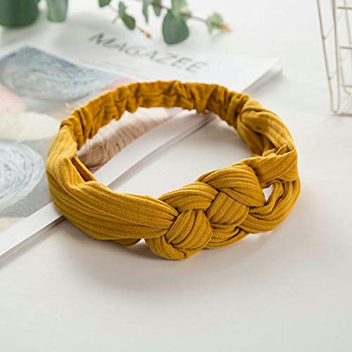 Lannmart New Women Solid Cotton Braided Twist Bow Knot Headwraps Chic Handmade Simple Vintage Hairbands Warm Knit Headbands Hair Holder