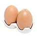 MyGift Ceramic Salt and Pepper Shaker Set, Mini Brown Egg Shaped Shakers with Carton Design Holding Stand, 3 Piece