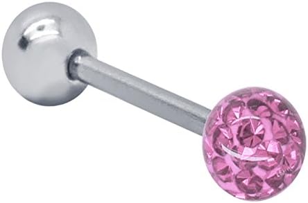 Soul-Cats® Piercing Ring Barbell tongue breast surgical steel rod crystal rhinestones
