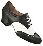 Aris Allen Women's Black and White Spectator Oxford Wingtip Swing Shoes