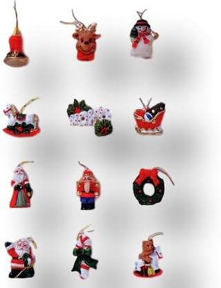 12 Piece Mini Christmas Tree Ornament Miniature Collection - Assorted Styles