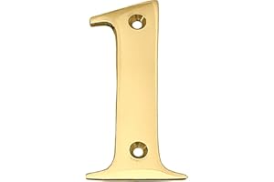 A10SHOP Doris 3-Inch Solid Brass-Polished Finish, Modern Mailbox Address Numbers Outdoor Decor, Address Sign, Hotel Door House Numbers (Number 1)