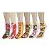 Zmart Women's Cotton Ankle Socks 3D Multi Pattern Printed Pack of 6,Multicoloured,US 5-9,Multicoloured,US 5-9