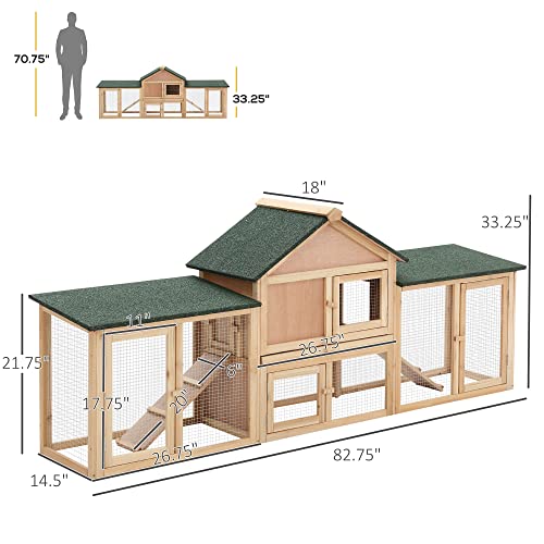 PawHut Large Rabbit Hutch Outdoor Materials Safer for Pets & Climate