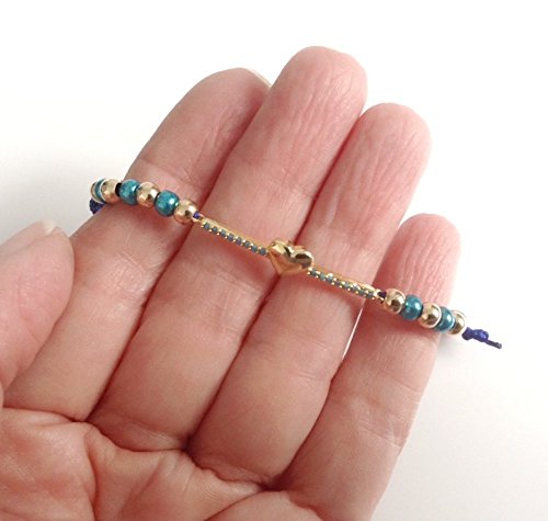 Valentines Bracelets for Women Adjustable Friendship Blue Heart Zirconia Connector