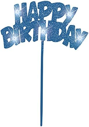 Unique Party 90878 - Blue Flashing Happy Birthday Cake Decoration, 20 cm x 15 cm - Image 3