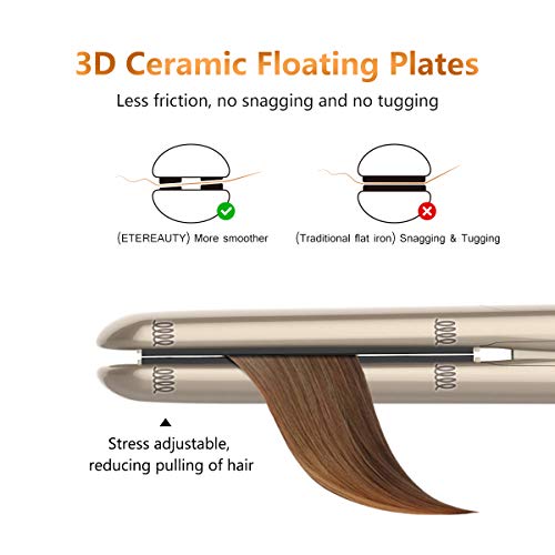 ETEREAUTY Hair Straightener[Newest 2019], Hair Straightens & Curls with Adjustable Temp, Professional Flat Iron for Hair Styling，Luxurious Gold - Thumbnail 3