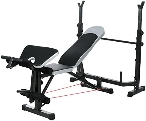 Acecoree 660lbs Olympic Weight Bench Sets, Multi-Function Workout Bench Adjustable Squat Rack Set Preacher Curl/Leg Developer Home Office(US Stock)
