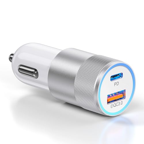 Car Charger,Ancekoy 38W USB-C & USB-A Cigarette Lighter Adapter with Fast Charging Ports,Car Phone Charger Compatible with iPhone 16/15/14 Pro Max,Samsung Galaxy S25/S24/S23 Plus/Ultra