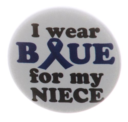 I wear Blue for my Niece 1.25" Pinback Button Pin Ribbon Prostate Colon Cancer