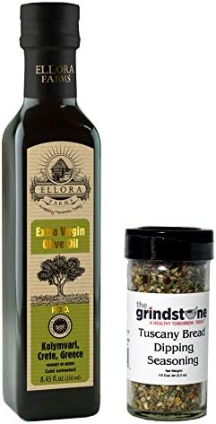 Ellora Farms | Certified PDO 8.45 oz Extra Virgin Olive Oil &amp; Grindstone Tuscany Bread Dipping Seasoning | First Cold Extracted | Single Origin &amp; Traceable Olive Oil