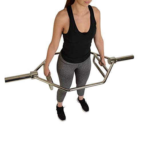 Sunny Health & Fitness Strength Training Olympic Hex Bar Barbell, High Load Capacity, Swivel Handles, Safety Clips, Knurled Handles for Deadlifts, Shoulder Presses, Shrugs, Back Rows, Weightlifting