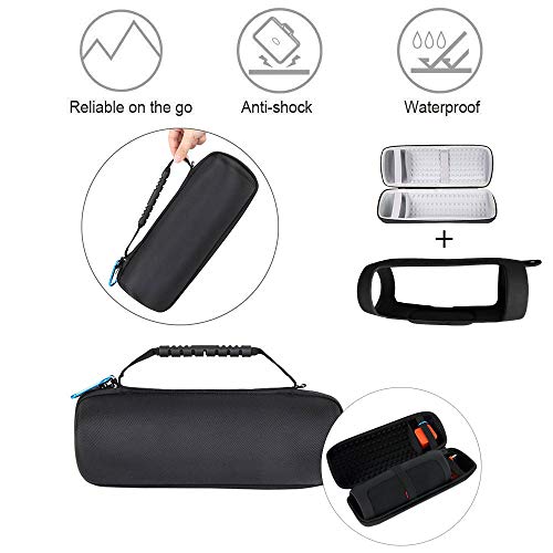 Huangou ❤ Travel Zipper Speaker Bag ❤ Travel Essential for JBLCharge 4 Bluetooth Speaker Carrying Bag+Silica Gel Case (Black, 320 X 12 X)