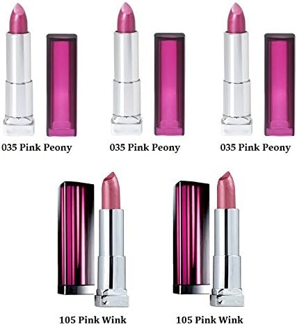 (5 Pack) - VALUE PACK! MIX of Maybelline New York Colorsensational Lipcolor, 20 Pink Wink,035 Pink Peony