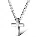 Sobly Jewelry Women's 316L Stainless Steel Small Simple Glossy Cross Pendant Necklace with 16 Inches Chain (Silver)